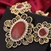 Choker trendig professionell design smycken harts zink legering guld färg retro graverad blomma röd stenhalsband
