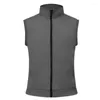 Gilet da uomo in pile caldo colletto alla coreana senza maniche sportivo gilet con cerniera per esterni abbigliamento maschile cappotto ispessito per la primavera autunno inverno