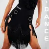 Stage Wear Costume dla kobiet seksowne backless top perłowa frędzlona spódnica dla dorosłych chacha rumba tango sukienka DQS11044