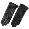 Riktiga läderhandskar Kvinna Högkvalitativa damer Elegant Lambskin Autumn Winter Thermal Plushed Foded Women Driving Gloves L085240125