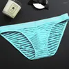 Cuecas masculinas sexy briefs respirável cintura baixa malha roupa interior bulge bolsa verão fresco