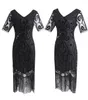 Robes décontractées 2024 Femmes Robe de soirée Robe Femme 1920s Great Gatsby Flapper Sequin Fringe Midi Robe Printemps Été Art Déco Rétro