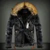 Winter Mens Denim Jacket with Fur Collar Retro Ripped Fleece Jeans Jacket and Coat for Autumn Winter S-6XL 240202