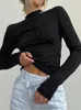 女性用Tシャツバンニヴァイゴウカジュアルシャツスプリングフルスリーブ衣料ライン装飾oネックスリムグレートップスストリートウェア
