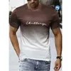 Vintage Mens T-shirt 3D Gradient Print Kort ärm toppar Summer Casual Street Fashion T-shirt överdimensionerad tee skjorta män kläder 240202