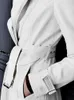 Nerazzurri Spring Runway White Long Leather Trench Coat for Women Long Sleeve Elegant Luxury fashion Womens Coats Designer 240129