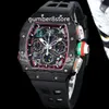 RM65-01 Chronograph Tonneau Mens Watch czarna stal nierdzewna VK kwarc szkieletowy szwajcarski szafir szafir