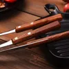 Conjuntos de louça murchas 304 vendendo criativo aço inoxidável alça de madeira talheres em destaque artesanato faca de bife ocidental