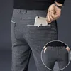 Pantalones gruesos a cuadros para hombre de invierno, pantalones de negocios para las cuatro estaciones, ropa para hombre, pantalones Harem informales rectos, talla 38 240125