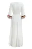 Robes décontractées Bohemian Robe longue 2024 Printemps Été Luxueux Dames Coloré Broderie Lanterne Manches Haute Qualité Blanc Rouge Dre