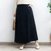 Skirts TIYIHAILEY 2024 A-line Long Mid-Calf Skirt Women Elastic Waist Winter Autumn VintageBrown Black Thick Linen