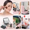 Borsa per il trucco da viaggio con specchio illuminato a LED Luminosità regolabile Organizer per custodia cosmetica impermeabile con divisori fai-da-te 240127