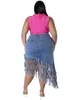 Wmstar Plus Size Only Skirts Women's Clothing Denim Maxi with Tassel Sexy Bodycon In Outfits Wholesale Drop 240131