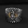 Cluster Rings Retro Trendy Open Ring Men's Personalized Wide Version Virgin Mary