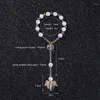 Länkarmband Komi Pearl Rose Bead Armband Religion Jesus Little Angel Rosary Christianity European European Europe Subuly R-163