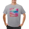 Herrtankstoppar rosa och blå abstrakt akvarellkonst t-shirt kort ärm tee mens stora höga t-skjortor