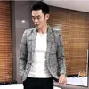 Mens Casual Plaid Suit Jacket Male Linen Business Selfcultivation Wedding Dress Party Coat Plus Size S5XL 240124