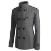 Mens Winter Coat Men Winter Warm Trench Coat Reefer Jackets Solid Color Stand Collar Double Breasted Peacoat