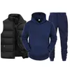 Chándal personalizado para hombre, chaleco de marca, sudadera con capucha, pantalones, conjunto de 3 piezas, moda de primavera y otoño, ropa deportiva masculina 240202