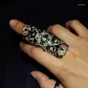 Anneaux de cluster Punk Gothic Full Finger Chargé Long Bague Knuckle Armor Creux