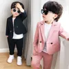 Pojkar Spring Autumn Suit Set Kids Blazer Pants 2st Clothes Children Casual Handsome Wedding Party Host Dress Costume 240122