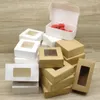 Мешочки для ювелирных изделий 20 шт. 14,5x7,5x5 см крафт-бумага коробка конфет прозрачное ПВХ окно свадьба Рождество детский душ шоколадные подарочные коробки