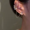 Stud Earrings Arrival Shiny Crystal Butterfly Ear Cuff Clip For Women Fashion Tassel Chain Flower Earring Wedding Jewelry