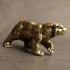 Tea Pets Bronze Brown Bear Pet Household Mini Animal Crafts Desktop Copper Ornament Ceremony Accessories Car Decoration