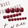 Falska naglar skimrar vinröda tånaglar lätt och lätt att fästa falsk nagel för tjejklänning matchning