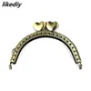 10 PCSLOT 85 cm Antik brons halvcirkel Metall Purse Frame Heart Kiss Clasp Handtag för väsktillbehör 240126