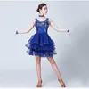 Stage Wear Women Tutu Dance Clothes Competition Salsa Samba Dress Sequins 3 Pieces Set Latin Dresses