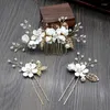 Hair Clips 4/6PCS Women Bridal Wedding Party Jewelry Stick Bride Flower Pins Headpiece Pearl Rhinestone Accessories