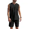 Men's Tracksuits Classic Men Sportswear Tracksuit Set Sleeveless V Neck Vest Elastic Waist Shorts With Patch Pockets