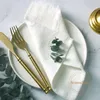 10 pièces serviettes en tissu 42CM gaze de coton rétro bavure serviette rustique salle à manger tapis de fête de mariage lin tissu décoration de Table 240127