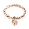 Link Bracelets Rose Gold Color Hollow Tree Of Life CZ Bangle Bracelet For Women Trendy Stainless Steel Cuff Hand Jewelry Gift Drop