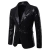 Shiny Gold Sequin Glitter Empelled Blazer Jacket Men Nightclub Prom Suit Blazer Men Costume Homme Stage Clothes for Singers 240126