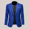 Plus Size M6XL Men Business Casual Blazer Solid Color Suit Jacket Dress Work Clothes Oversize Coats Male Brand Clothing Tuxedo 240125