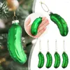 Décorations de Noël 4pcs cornichon concombre suspendu ornement de Noël verre soufflé vert artisanat arbre pendentif A8a2