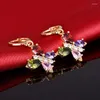 Dangle Earrings Trendy Earring Butterflies Animal Plated Colorful Zircon Jewelry For Women 2024 Rose Gold Color Hook Charms