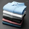 Camisas casuais masculinas Minglu Macio Silky Masculino Luxo Cor Sólida Manga Longa Mens Vestido Moda Slim Fit Party Man 4XL