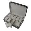 Obejrzyj pudełka 10 gniazdek skokowy Skórzany wyświetlacz kontener do przechowywania biżuterii dla kobiet mężczyzn