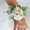 Decorative Flowers 2pcs Artificial Corsage Wrist Flower Set Wedding Accessories For Grooms Bridal Groomsmen Bridesmaids