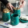 Choice Nordic Marble Pattern Ceramic Soap Dispenser Mouthwash Cup Tandborste Holder Soap Dish Bad Kit Badrumsuppsättning Tillbehör 240118