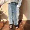 Pantalon 2024 printemps automne mode garçon fille bébé jean rétro enfants pantalons décontractés enfant poches Denim coton enfant en bas âge