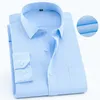 メンズドレスシャツプラスサイズの大型男性シンプルなスタイルターンダウン襟の長袖ソリッドツイル/プレーンビジネス