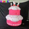 6mH (20ft) With blower wholesale Pink Giant Happy Birthday Inflatable Cake Decoration With Candle Custom Cake Balloon For Party Decoration