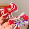 Accessoires pour cheveux, pince Hanfu papillon, mode rouge, perle, nœud papillon, Barrettes en bec de canard, épingle à cheveux latérale, quotidien