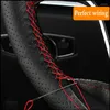 Steering Wheel Covers Braid Car Cover ForPeugeot 307 SW 2001-2008 Hand Sewing Microfiber Leather Wrap Accessories