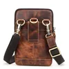 100% Crazy Horse Cow Leather Men Crossbody Bag Vintage Shoulder Bag for Male Multifunctional Phone Bags Quality Bolsa 240118
