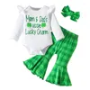 Clothing Sets Born Infant Baby Girl St Patricks Day Outfit Little Lucky Charm Romper And Flare Pants With Headband 3Pcs Set